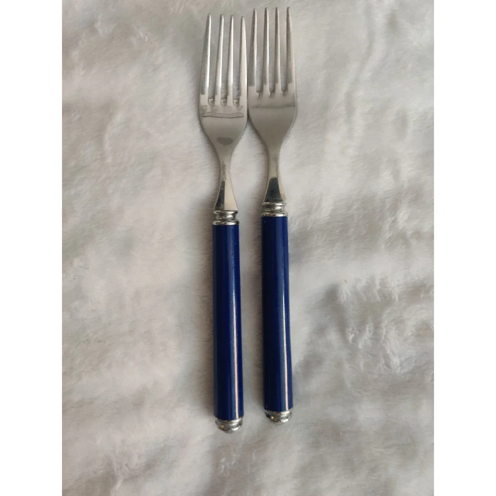 Vintage Oxford Hall Fashion Wear Blue Flatware Set of 2 Salad Forks Stainless
